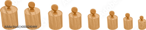 Fotografie Montessori Wooden Knobbed Cylinders Only Illustration, Sensory Material Toy Inse