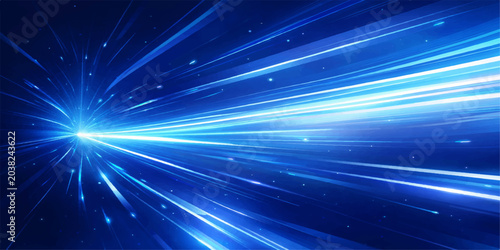 Foto Blue Futuristic Speed Light Trails Technology Background with Digital Motion