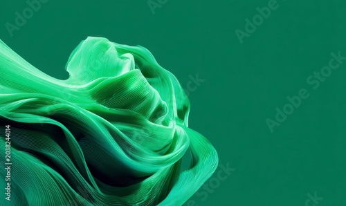 Ethereal Green Flowing Fabric on Vibrant Background