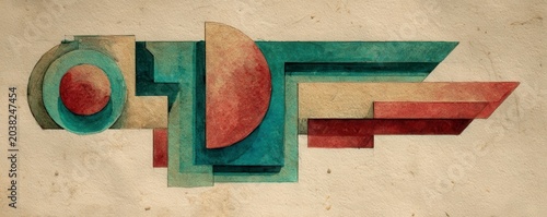 Geometric Abstract Art with Bold Colors and Shapes
