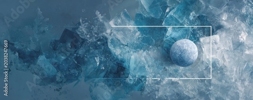 Abstract Ice Texture with Sphere and Blue Hues