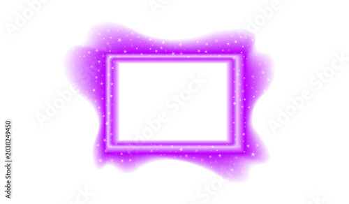 Cyber purple starry rectangle marquee border isolated PNG. Radiant frame for tech presentation