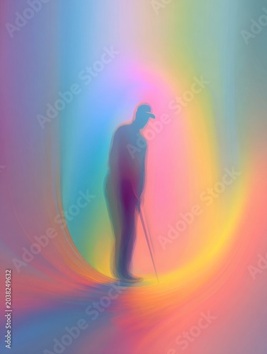 Abstract Golf Silhouette with Colorful Background