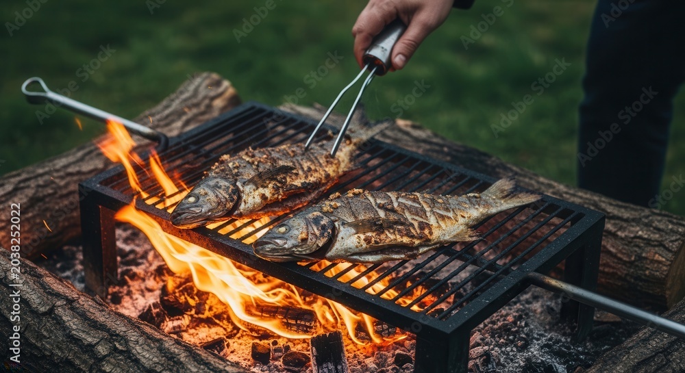 Fototapeta premium Outdoor barbecue with grilled meat.