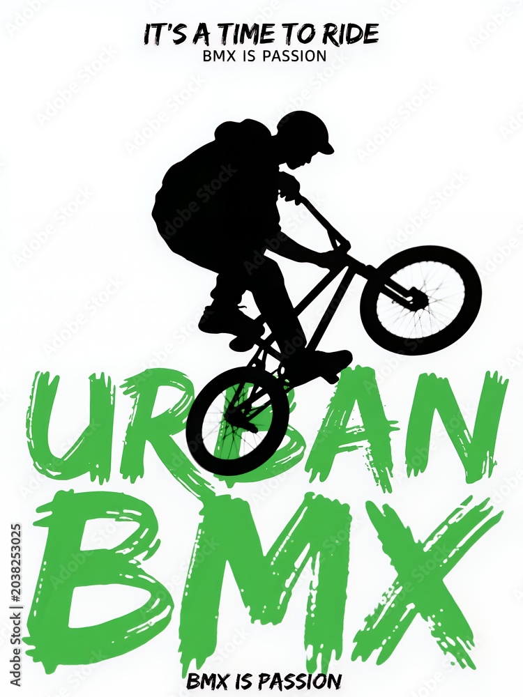 Naklejka premium Urban BMX Passion: Mastering Tricks and Street Riding
