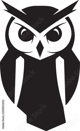Owl, black, vector, illustration, bird, animal, icon, symbol, logo, graphic