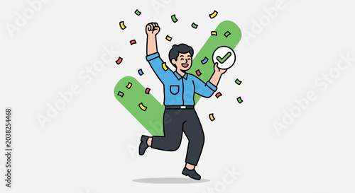 Man Holding Money and Cheering.