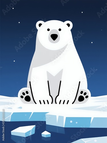 Arctic Guardian: Polar Bear on Starry Night Ice Floe