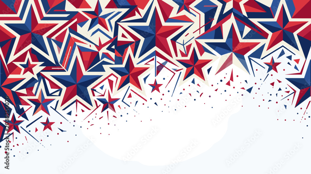 Obraz premium Red, white, and blue stars with confetti celebration