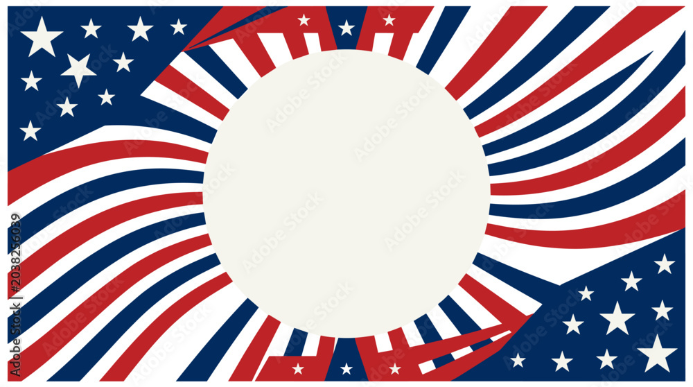Fototapeta premium Abstract patriotic frame with stars and stripes pattern