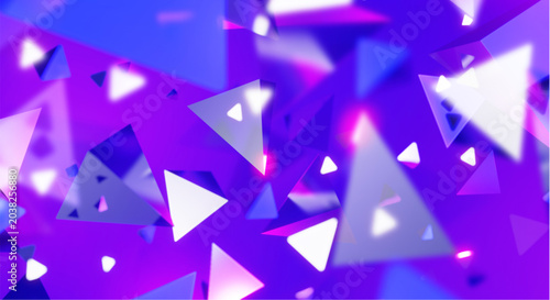 Photos Vibrant purple background with scattered white and pink triangles geometric shap