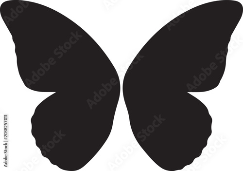 Black butterfly wings, butterfly silhouette, insect icon, vector graphic