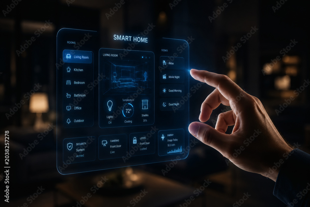 Obraz premium Futuristic holographic smart home interface concept