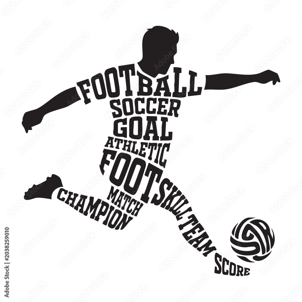 Fototapeta premium Soccer Player Typography Silhouette Vector