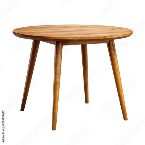 Round wooden table with tapered legs on black background circular, Isolated, Png Transparent Background