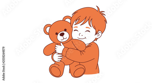 Photos Little boy hugging a teddy bear.