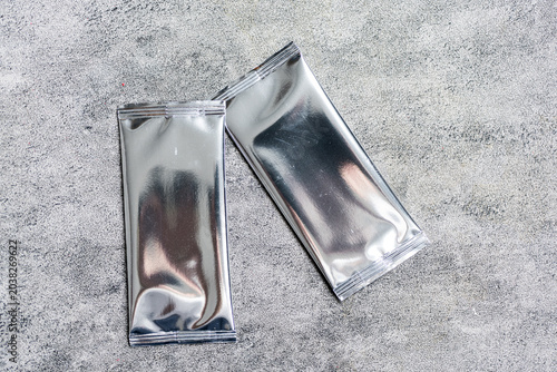Pack Trading Cards Packaging Shiny Foil Plastic. Top View