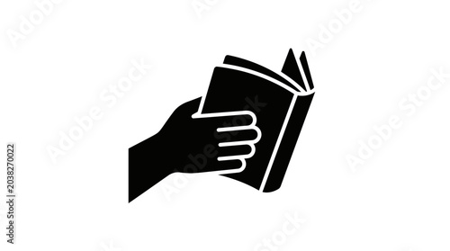 Obraz na płótnie Hand holding an open book signifies the pursuit of knowledge, academic achievement, and the joy of reading in a minimalist graphic format