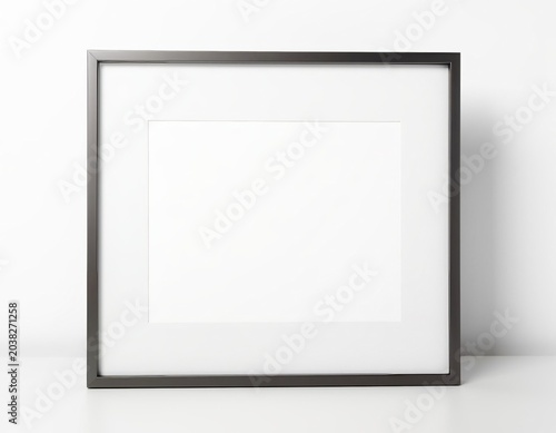 Minimal empty picture frame on white background