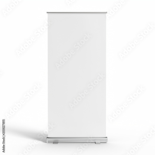 Blank Roll Up Banner Mockup Isolated on White