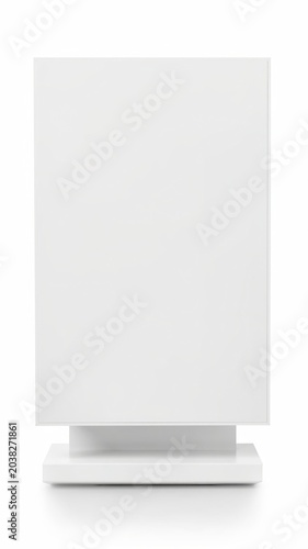 Blank white vertical display stand mockup isolated