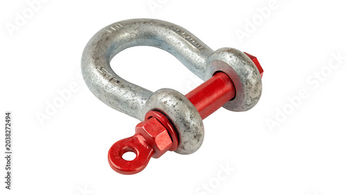 Fotografie Heavy metal shackle hardware industrial rigging tool on transparent background