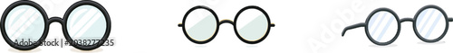 A pair of round, black-framed cardboard glasses with clear lenses, isolated on a white background, exudes simplicity and charm in this minimalist illustration