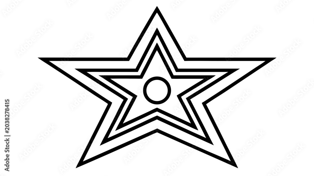 Obraz premium A geometric design featuring a star shape with multiple outlines and a circle in the center of the star
