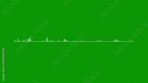 White sonic audio pulse, sound frequency spectrum, green screen 4k video, music visualizer animation, digital voice equalizer, rhythmic beat movement, abstract sound signal art.