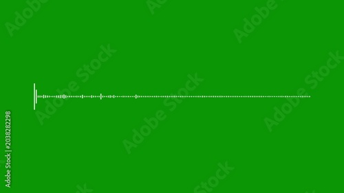 White sonic audio pulse, sound frequency spectrum, green screen 4k video, music visualizer animation, digital voice equalizer, rhythmic beat movement, abstract sound signal art.