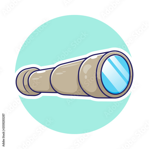 Kawaii illustration cartoon of telescope, binocular, or spyglass vector suitable used for adventure decoration, banner, flyer and others event. Technology and Science