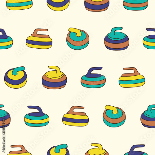 Vector Curling Sport Seamless Pattern Background for Print Fabric Surface Fashion Wrapping