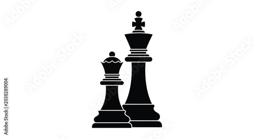 Canvastavla Chess king and queen silhouettes black and white silhouette
