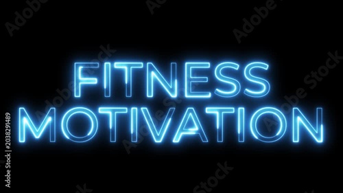 Glowing Blue Neon Fitness Motivation Text Animation on Black