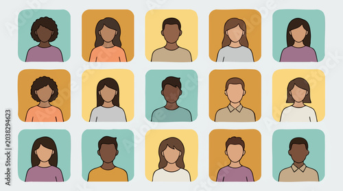 Diverse Group of Avatars Representing People and Online User Profiles