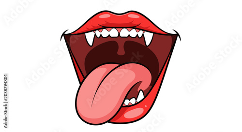 Photos Open Mouth with Fangs and Tongue Out