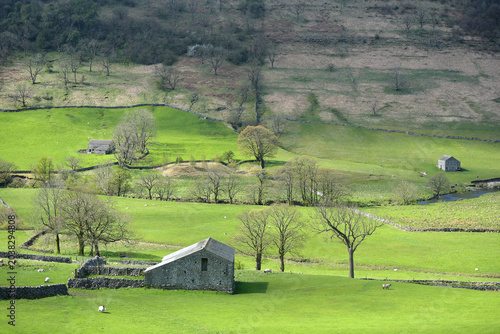 View over the valley near Kettlewell in Wharfedale in the Yorkshire Dales National Park