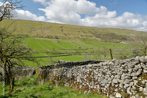 View over the valley near Kettlewell in Wharfedale in the Yorkshire Dales National Park