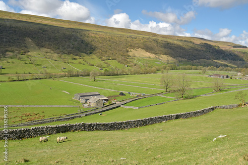 View over the valley near Kettlewell in Wharfedale in the Yorkshire Dales National Park