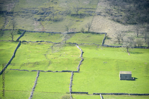 View over the valley near Kettlewell in Wharfedale in the Yorkshire Dales National Park