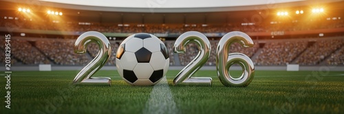 Dynamic Minimalist World Cup Football Layout with Bold Red Blue Accents for Social Media Banners Sports Promotions and Digital Campaigns