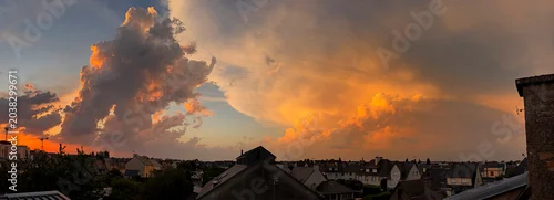 Panel kuchenny z motywem coucher de soleil, ciel orageux et nuages