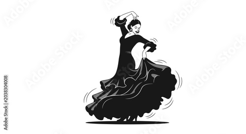 Canvas-taulu Woman in elegant dress dancing alone.