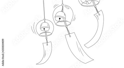 Cuadro en lienzo Wind chimes with metal elements hanging.