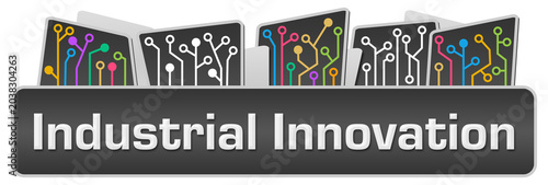 Industrial Innovation Dark Colorful Circuit Elements On Top Horizontal 
