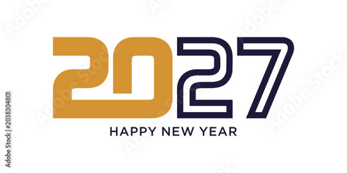 Happy new year 2027 design text vector illustration. New year celebration concept