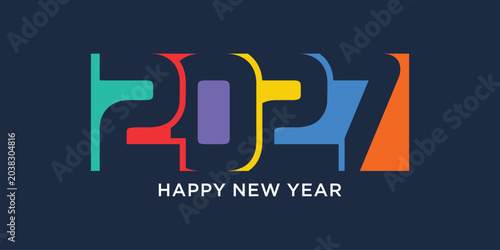 Happy new year 2027 design text vector illustration. New year celebration concept