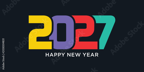 Happy new year 2027 design text vector illustration. New year celebration concept