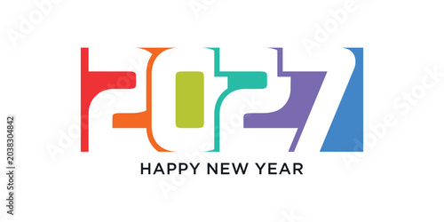 Happy new year 2027 design text vector illustration. New year celebration concept