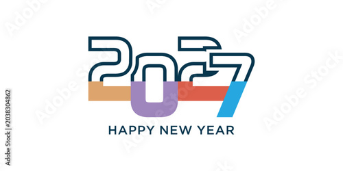Happy new year 2027 design text vector illustration. New year celebration concept